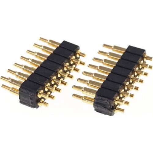 2 pcs Spring Loaded Pogo Pin connector 14 Position 2x7 Pins Pitch 2.54 mm Grid Pitch Dual Row 10.5 mm Height Through Holes DIP