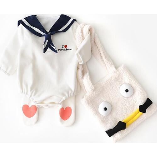 2019 Baby Bodysuits Summer Newborn Girls Clothing Baby Climbing Navy Collar Suit Baby Jumpsuits Baby Girl LZ117