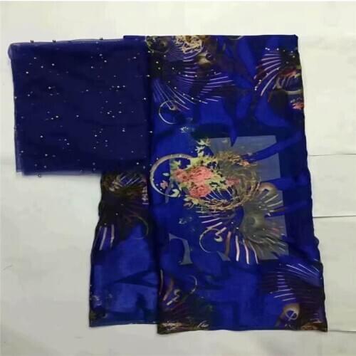 5+2 Yards/Set African soft silk fabric for garment neat embroidery on the material with swiss voile lace tissu.L11151