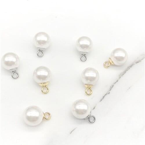 5Pcs/lot Gold Stainless Steel Pearl Bead Pendant Round Beads Necklace DIY Jewelry Bracelet Earring Handmade Accessories 10mm