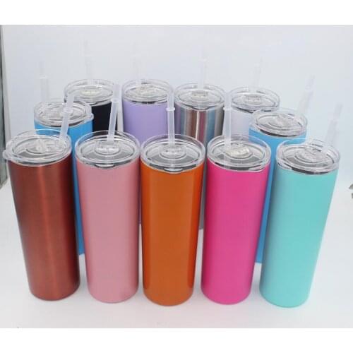 50pcs fashion 20oz Vacuum Tumbler Stainless Steel Skinny Tumbler Vacuum Insulated Straight Cup Beer Coffee mugs with straws