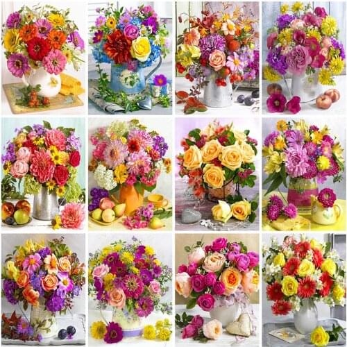 5D Diamond Painting Peony New Diamond Embroidery Daisy Cross Stitch Full Square Round Mosaic Flower Crafts Kit