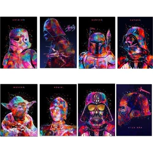 5D DIY Diamond Painting Star Wars Character Darth Vader Anakin Skywalker Master Yoda Hero Movie Poster Art Home Decoration