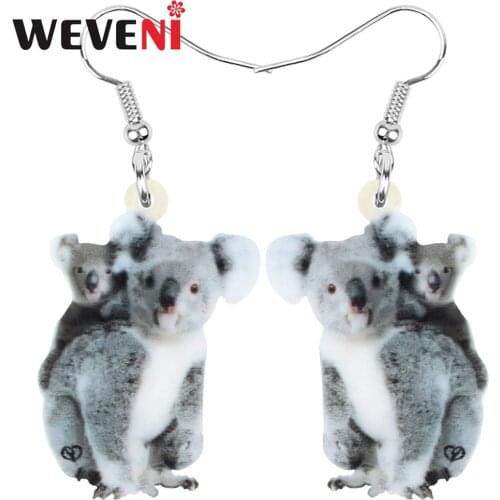 WEVENI Acrylic Australia Koala Mom Baby Earrings Animal Drop Dangle Jewelry For Women Girls Teens Kids Charms Gift Hot Sale Bulk