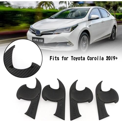Artudatech 4PCS Carbon Door Handle Bowl Cover Trim For Toyota Corolla 2019+ Car Accessories
