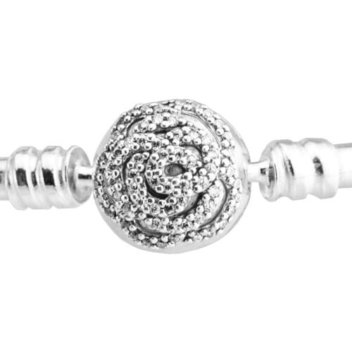 Beauty & The Beast Bangle Clear CZ Authentic 925 Silver Bracelets For DIY Woman Fashion Bracelets For Jewelry Making