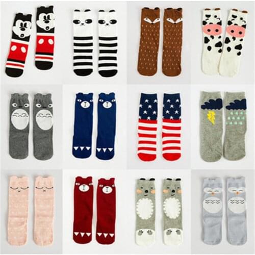 Childrens Legwarmers Cartoon Elephant Poached Bow Tie Baby Leg warm Cotton Tube Knee High Socks Boy Girl Infant Stockings