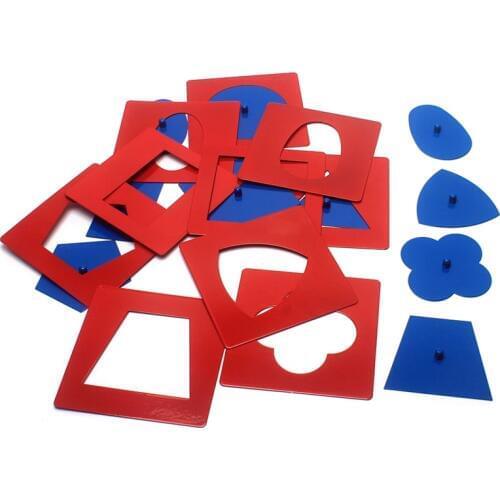 Baby Toys Montessori Materials Professional Quality Metal Insets Set/10 Early Childhood Education Preschool Geometrical Shapes