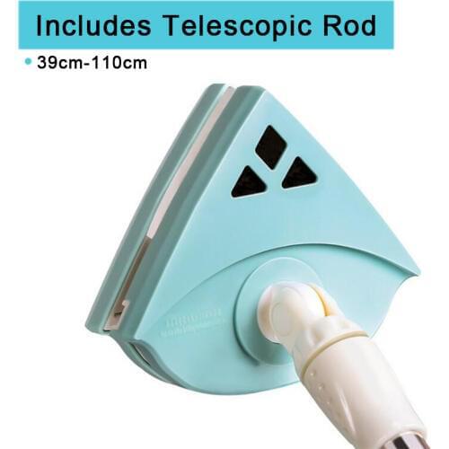 Double Sided Glass Window Wipe Magnetic with Adjustable Rods Set Household High Rise Building Glass Triangle Brush Cleaner Clean