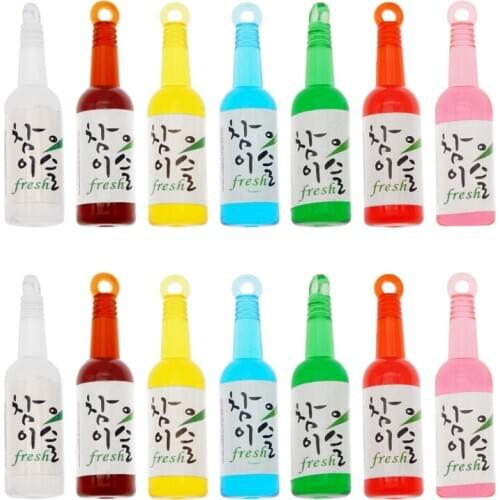 Julie Wang 10PCS Resin Korean Soju Bottle Charms Random Color Artificial Wine Drink Bracelet Pendants Jewelry Making Accessory
