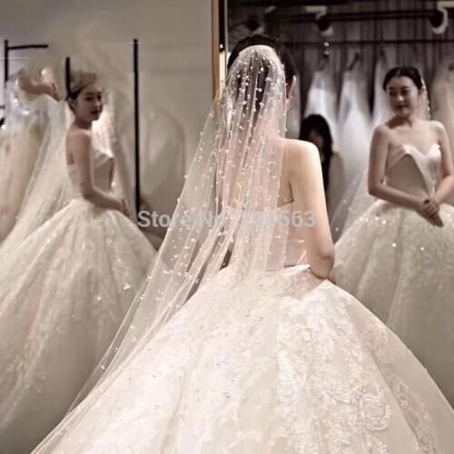 Unique Design Wedding Veil with Pearls Bridal Veils for Bride with Comb Wedding Accessories