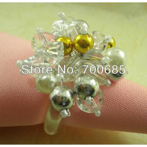 Napkin rings,crystal pearl napkin holder