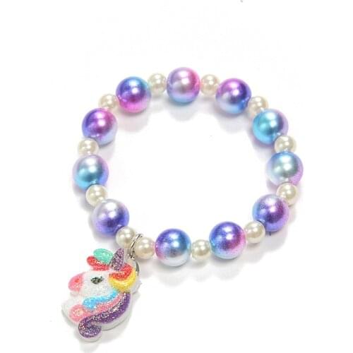 2pcs Colorful Cartoon Unicorn Acrylic Beads Children Bracelet Fashion Toy Children Jewelry for Girls Gifts Kids Birthday Gifts