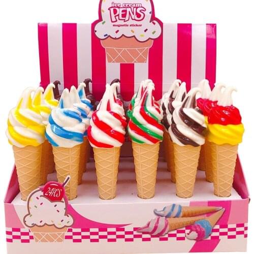 Creative Colorful Ice Cream Ballpoint Pen Kawaii 0.5mm Black Refill Ball for Kids Gift Stationery pens back to school supplies