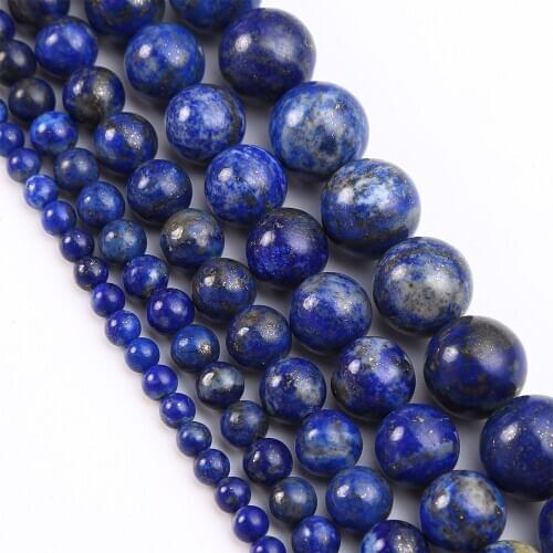 Natural Stone Lapis Lazuli Round Loose Beads 4 6 8 10 12mm for Jewelry Making DIY Bracelet Necklace Accessories