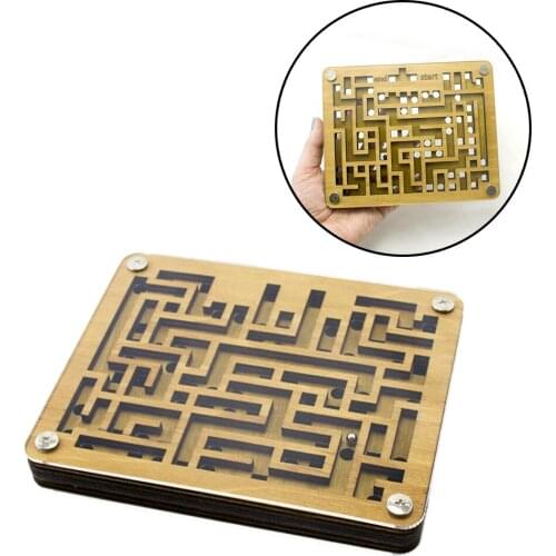 Wooen Labyrinth Maze/Balance Board Table Maze Solitaire Game for Kids Adults