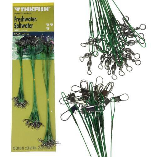 60PCS/Set 15cm 20cm 25cm Fishing Line Tackle Lure Trace Wire Leader With Swivel Anti-bite Blue Fishing Wire Free Shipping