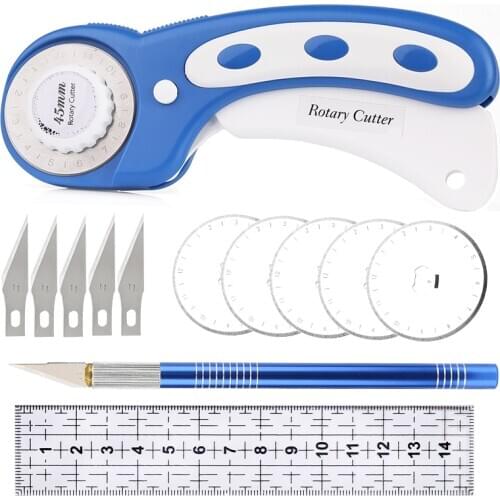 LMDZ 13Pcs Carving Knife Rotary Cutter Kit WithFabric Cutter Circular Blade Patchwork Ruler For Sewing Cutting Leather Tool