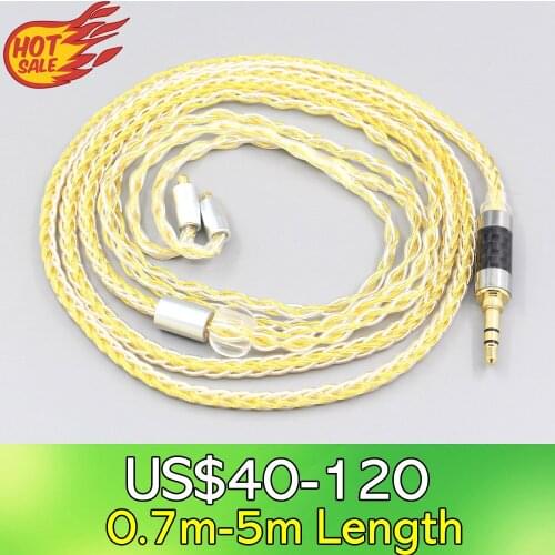 LN007300 8 Core OCC Silver Gold Plated Braided Earphone Cable For Acoustune HS 1695Ti 1655CU 1695Ti 1670SS