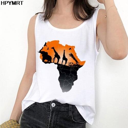Map of africa Print Sexy Vest Harajuku Tank Tops Women Fashion Graphic Summer Crop Top Female Sleeveless Tee Clothes Streetwear