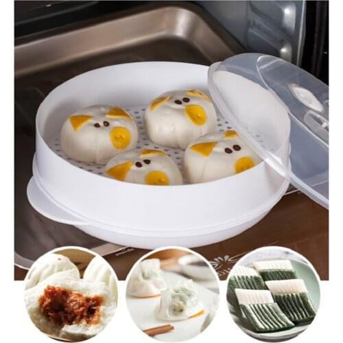 Microwave Oven Round Steamer Double-layer Steamed Box Meal Heating Box Tray