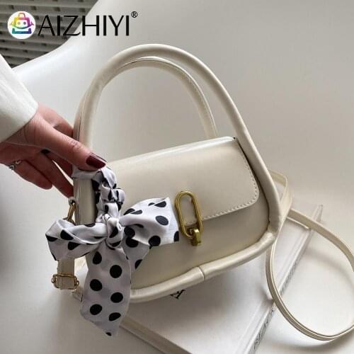 Fashion Women PU Leather Pure Color Silk Scarf Shoulder Crossbody Messenger Bag Casual Ladies Small Top-handle Handbags