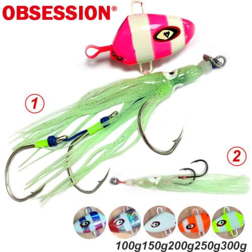 OBSESSION Dhu Fishing 100g 150g 200g 250g 300g Kabura Bullet Metal Jig Head Hooks Sinking Jigging Lure Bottomship Marlin Inchiku