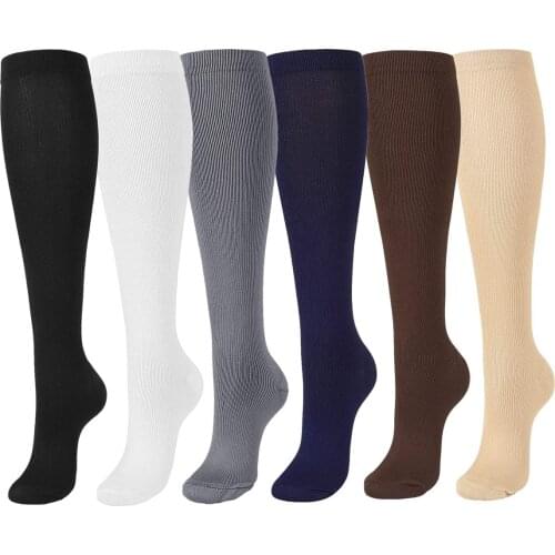6 Pairs/Lot Compression Stocking Women Men Knee High Sports Socks Running Marathon Cycling Edema Diabetes Varicose Veins Socks