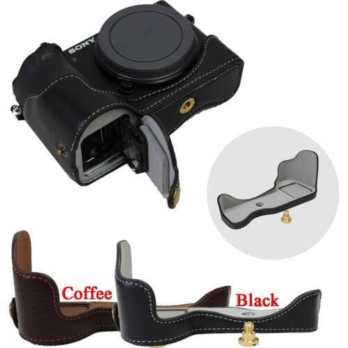 Newest Genuine Leather Camera Case bag For Sony ILCE-6500 A6500 Real Leather Half Body Set Bottom bag Cover With Battery Opening