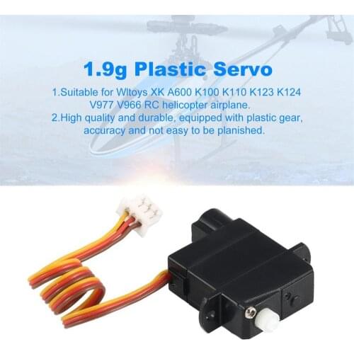 New 1.9g Plastic Servo for Wltoys XK A600 K100 K110 K123 K124 V977 V966 RC Helicopter Airplane Part Accessories