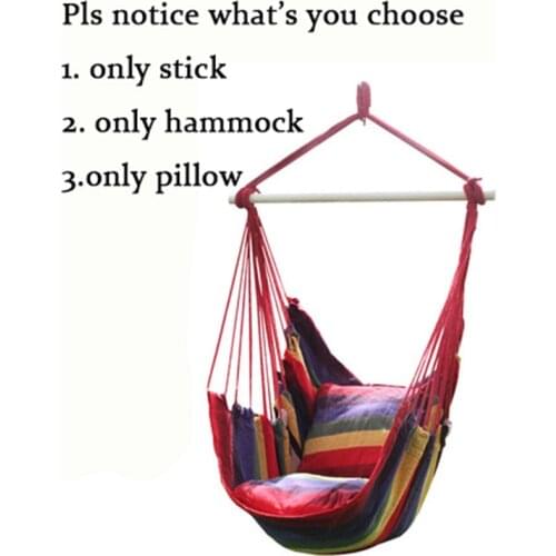 The 2020 New Hammock Chair Hanging Chair Swing Chair Seat With 2 Pillows For Indoor,Outdoor,Garden (can choose the wooden stick)