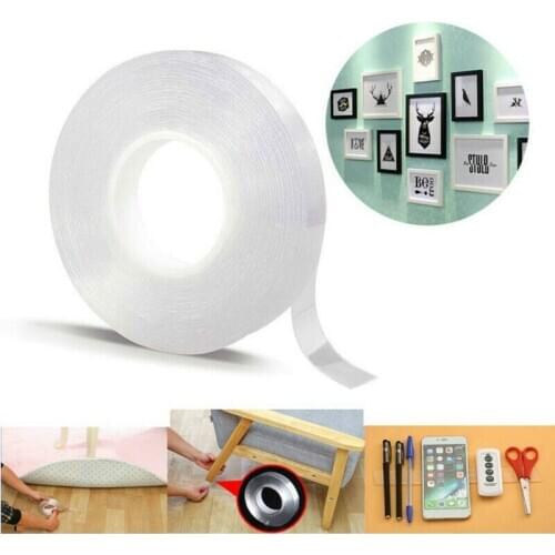 New 1/2/3/5m Reusable Double-Sided Adhesive Nano Transparent Tape Removable Sticker Washable Adhesive Loop Disks Tie Glue Gadget