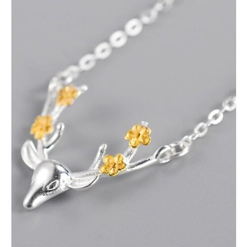 925 Sterling Silver Necklaces & Pendants For Women Fashion Lady Festival Gift Sterling-silver-jewelry Separate Antler Necklace