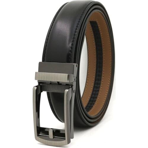 Mens Leather Belts Brown Cowhide High Quality Business Ratchet Belt Metal Automatic Buckle Waist Strap Male Formal 3.1cm Width