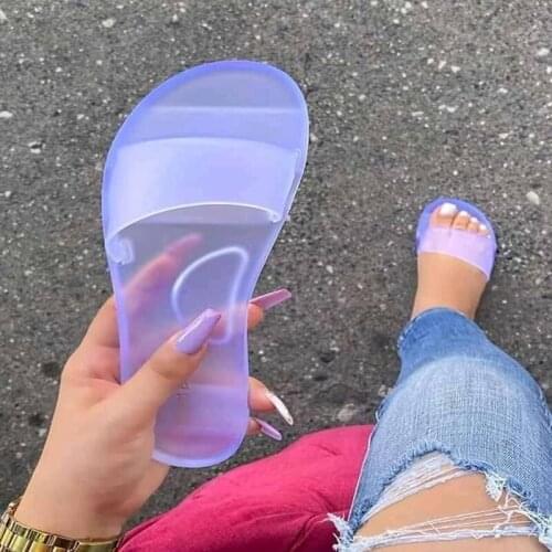 Transparent Sandals Women Summer Candy-color Slippers Sandals 2020 Outside Beach Shoes Woman Casual Flat Shoes Chaussure Femme