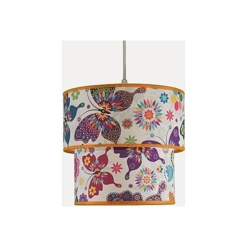 Senay Lightning Child Dual Cylinder Fabric Chandelier-Butterfly