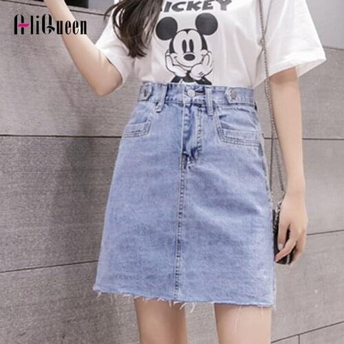 Spring Summer Woman Simplicity Denim Skrits Female Streetwear High Waist Buckle Pocket A-line Denim Skirt for Women Oversized