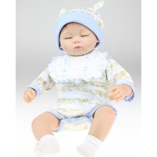 18 inches (45CM) silicone reborn baby dolls newborn baby boy closed eyes rooted mohair soft touch baby toys gift
