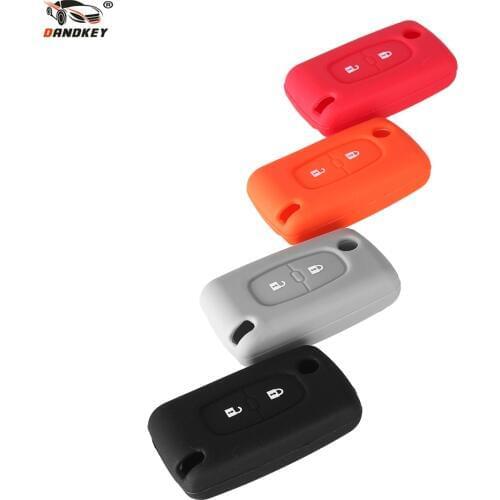 DANDKEY Car Key Silicone Cover 2 Buttons for Peugeot 208 207 308 RCZ 408 407 307 206 for Citroen C4 C5 C3 C2 C4L Xsara Picasso
