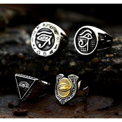 Steel soldier 2021 New Eye of Horus Ring All-seeing Eye Ring Stainless Steel Cool Movie Ring For Man