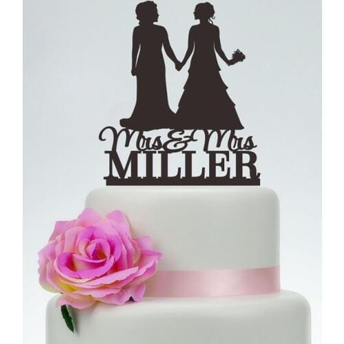 Same Sex Cake Topper Wedding,Lesbian Cake Topper,Mrs & Mrs Cake Topper,Silhouette Wedding Cake Topper,Custom Mrs Mrs Last Name C