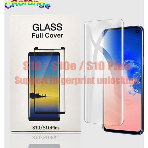 UV Full Glue Screen Protector For Samsung S8 S9 Plus Note9 Tempered Glass Full Cover UV Light Liquid for Galaxy S10e S10 Plus