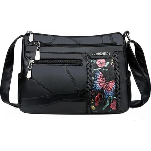 Women Flower Printed PU Leather Crossbody Bag 2021 Large Capacity Multi Pocket Shoulder Bag Female Retro PU Handbag Travel Totes