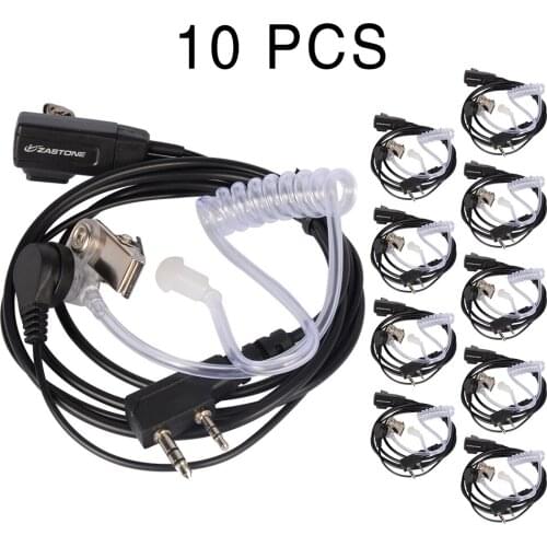 10PCS Zastone Walkie Talkie Earpiece 2 Pin K Plug PTT Air Acoustic Tube Earphone Portable Radio Headset Headphone for Baofeng