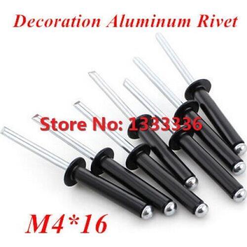 100pcs M4*16 Black Aluminum POP Rivet Core Pulling Decoration Rivets