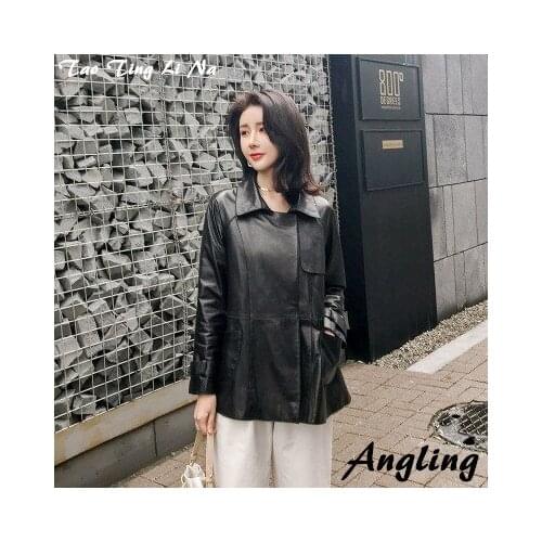 2021 Women Spring Genuine Real Sheep Leather Jacket R5