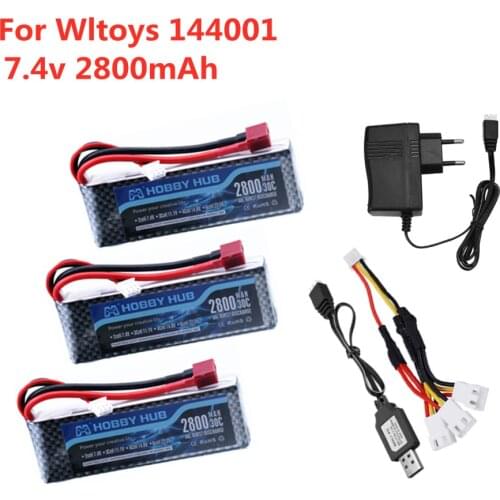 2s 7.4 V 2800mAh 144001 Lipo battery for Wltoys 1/14 144001 RC car boat Lipo battery with USB charger