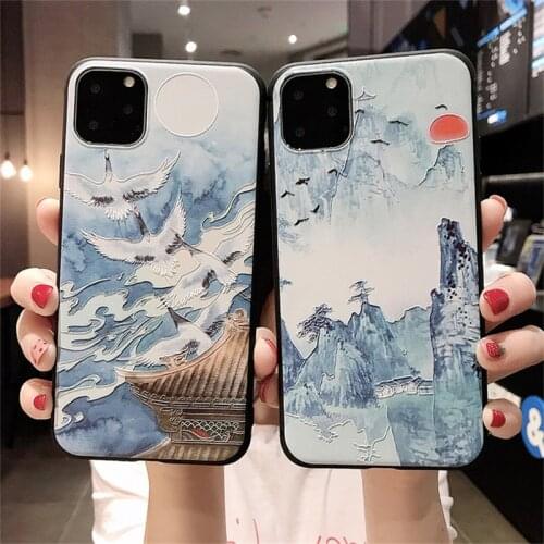 3D Emboss Retro Lotus Flower Phone Case For iPhone 11 12 Pro Max Case 5 5S SE 2020 6 6S 7 8 Plus XR XS Max X 10 TPU Cover Funda