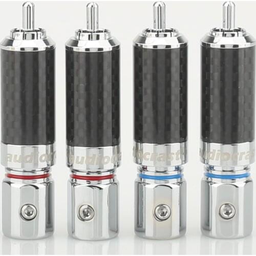 4Pieces OEM High Quality Rhodium Plated Carbon Fiber RCA Plug Connector Hifi Auido Cable Plug