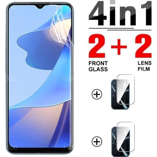 4 in 1 Front Hydrogel Film For Oppo A16 6.52" OppoA16 a A 16 Protective Phone Clear Screen Full Cover Film HD Camera Lens Glass